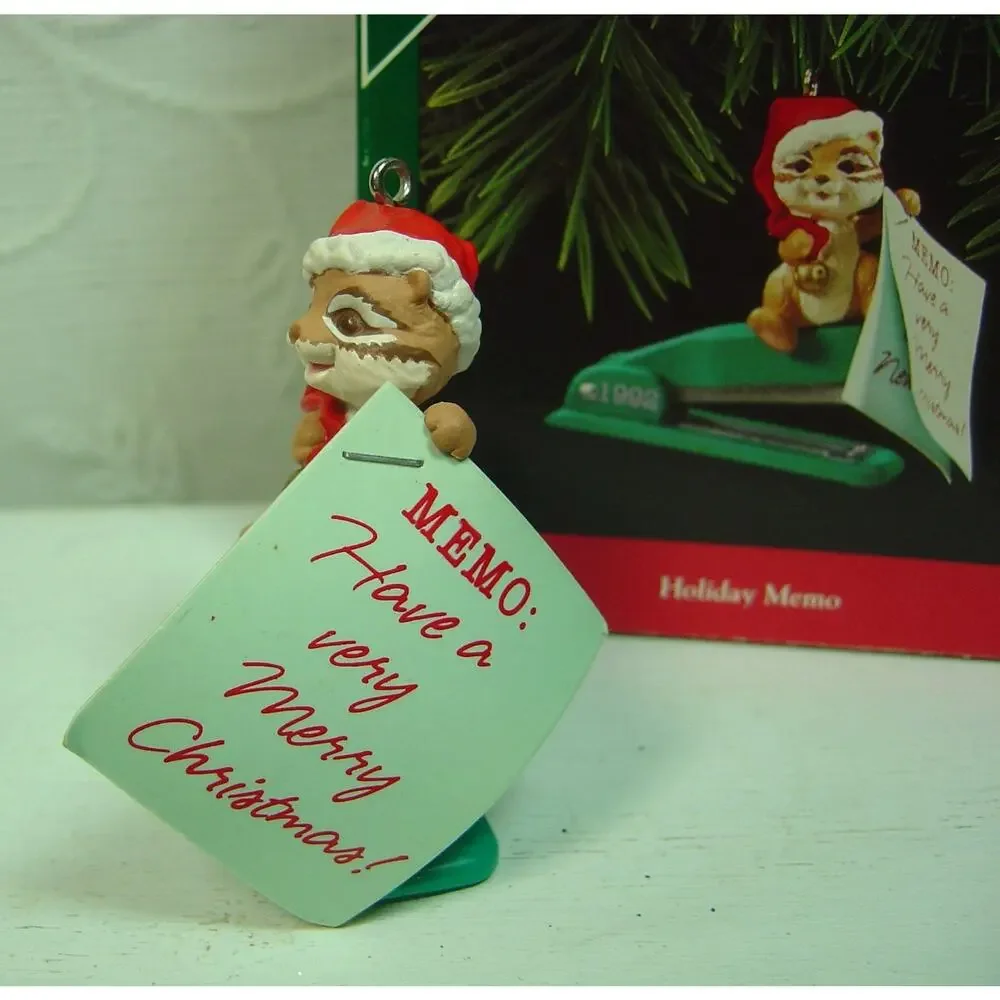 VINTAGE HALLMARK HOLIDAY MEMO ORNAMENT & MERRY MINIATURES SQUIRREL FIGURINE